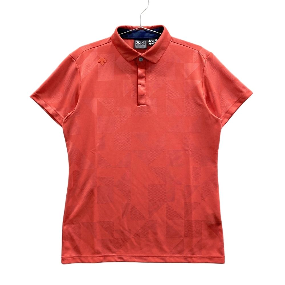 サイズ M GOLF デサントゴルフ 半袖ポロシャツ 総柄 レッド系 ゴルフウェア メンズ ストスト