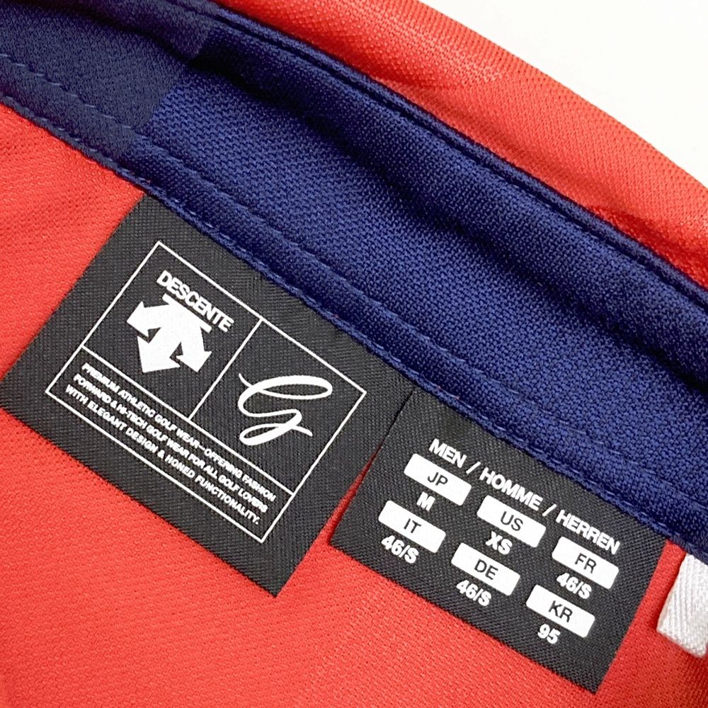 サイズ：M DESCENTE GOLF デサントゴルフ 半袖ポロシャツ 総柄 レッド
