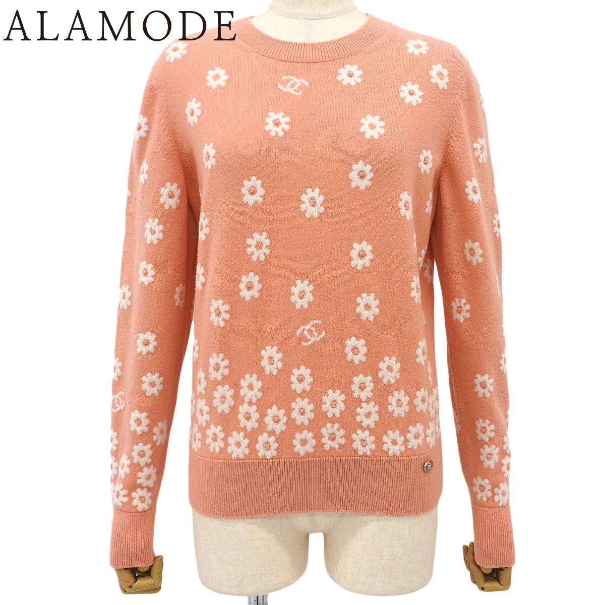 CHANEL(シャネル) ココマーク 花柄ニット セーター P72 アパレル ファッション 長袖 36 カシミヤ ポリアミド エラスタン ピンク ホワイト白 レディース 40802166179【中古】【アラモード】 CHANEL(シャネル) ココマーク 花柄ニット セーター P72 アパレル