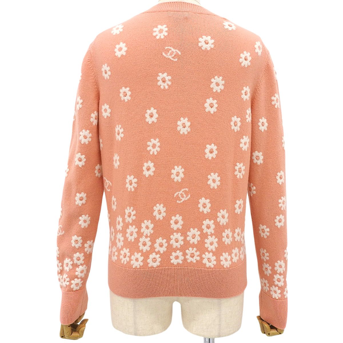 極美品 CHANEL 22aw セーター カシミヤ100% 花柄 ココマークXL 24121717_7.jpg