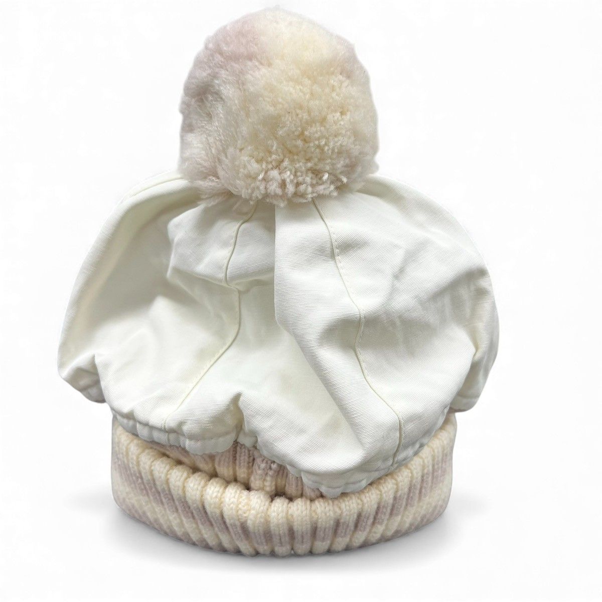 CHANEL シャネル スポーツライン ココマーク ニットキャップ ニット帽 Mサイズ ポリアミド コットン ホワイト マルチ 帽子 ビーニー ロゴ Aランク 鑑定済 シャネル帽子