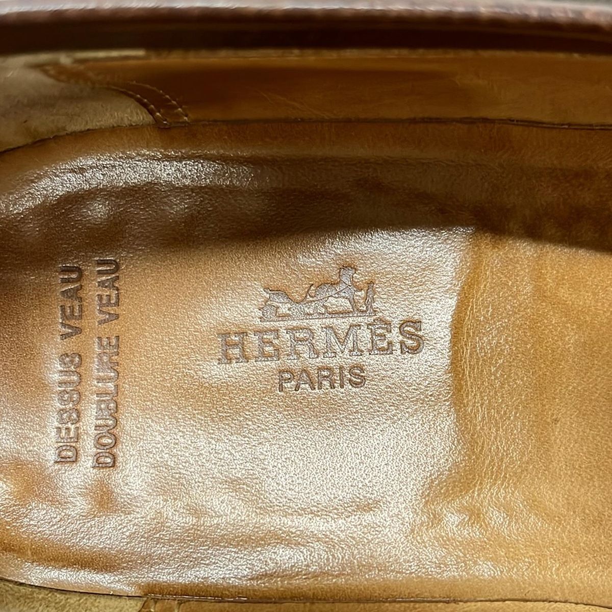  HERMES エルメス スリッポン 41 メンズ ダークブラウン レザー スリッポン 靴