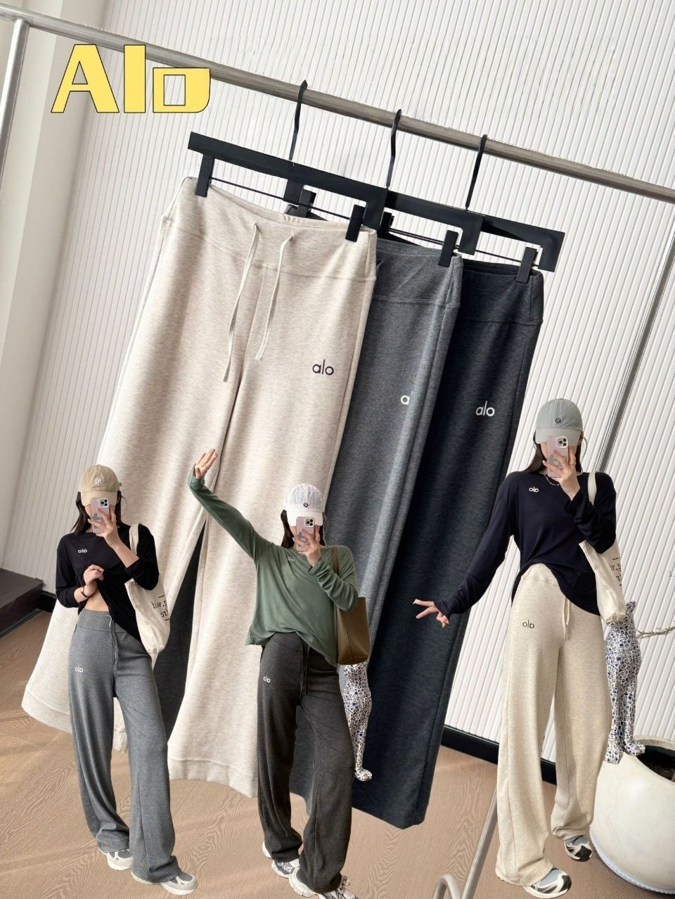 alo ダークグレー ヨガパンツ XXS ALO yoga のストレッチヨガパンツ：ゆったりめのシルエットでスタイル