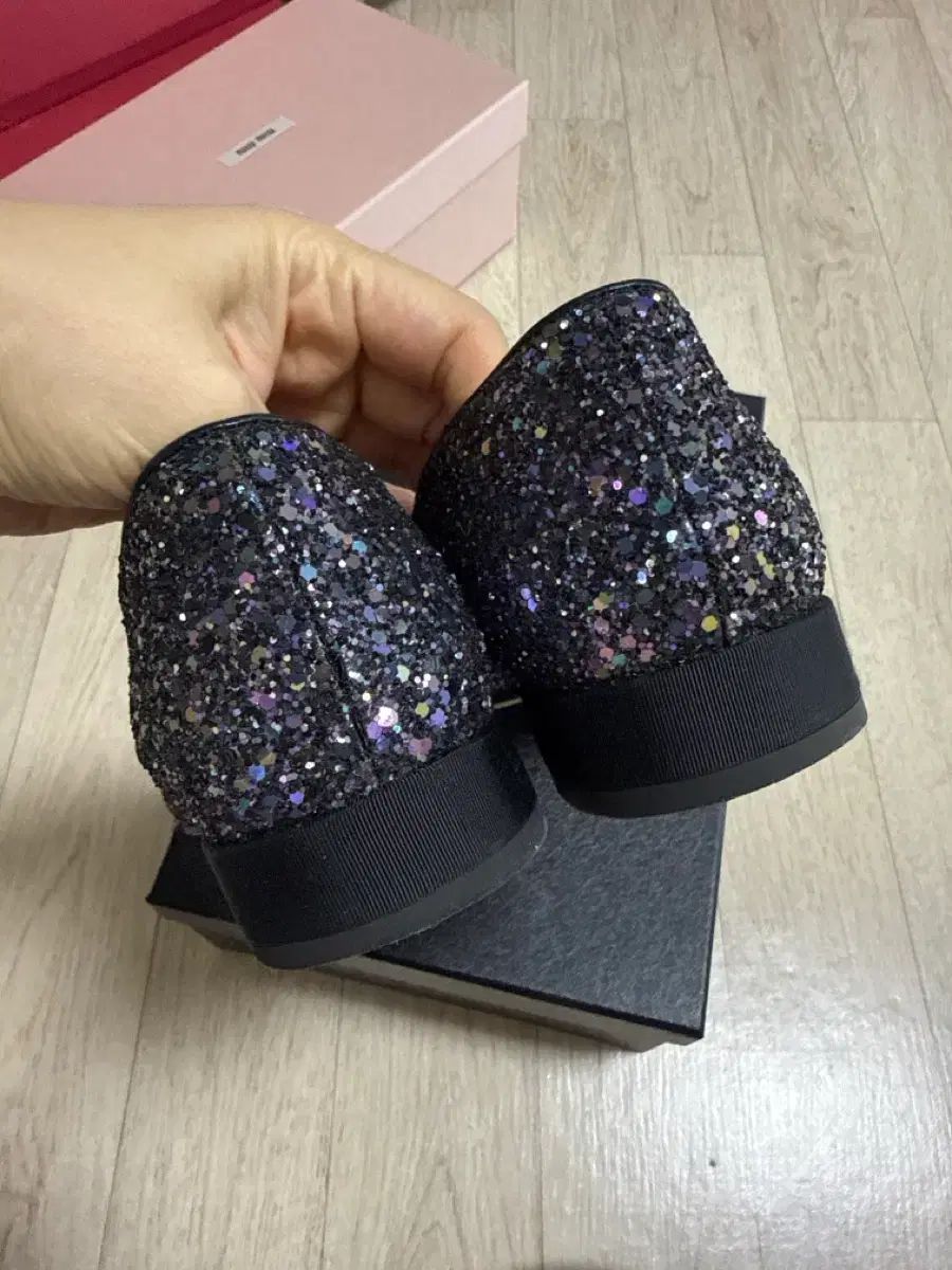 シャネル グリッター メリージェーン フラット シューズ ブラック 37 5