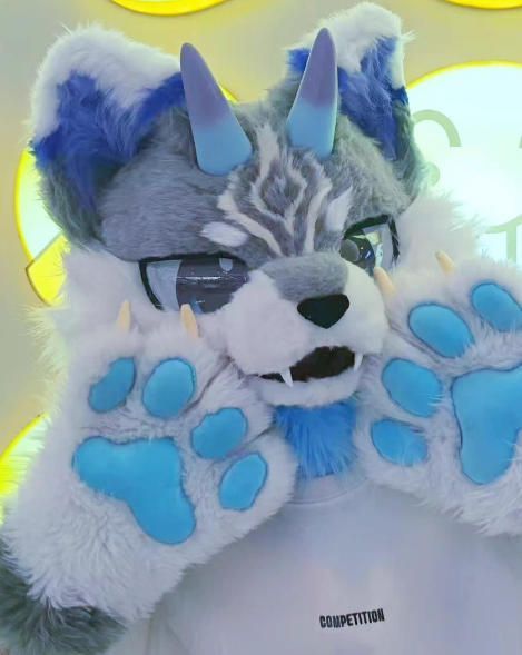 ファースーツ 着ぐるみセット NO.323 犬 青 グレー ケモノ 全頭ヘッド ぬいぐるみ コスプレ コスチューム