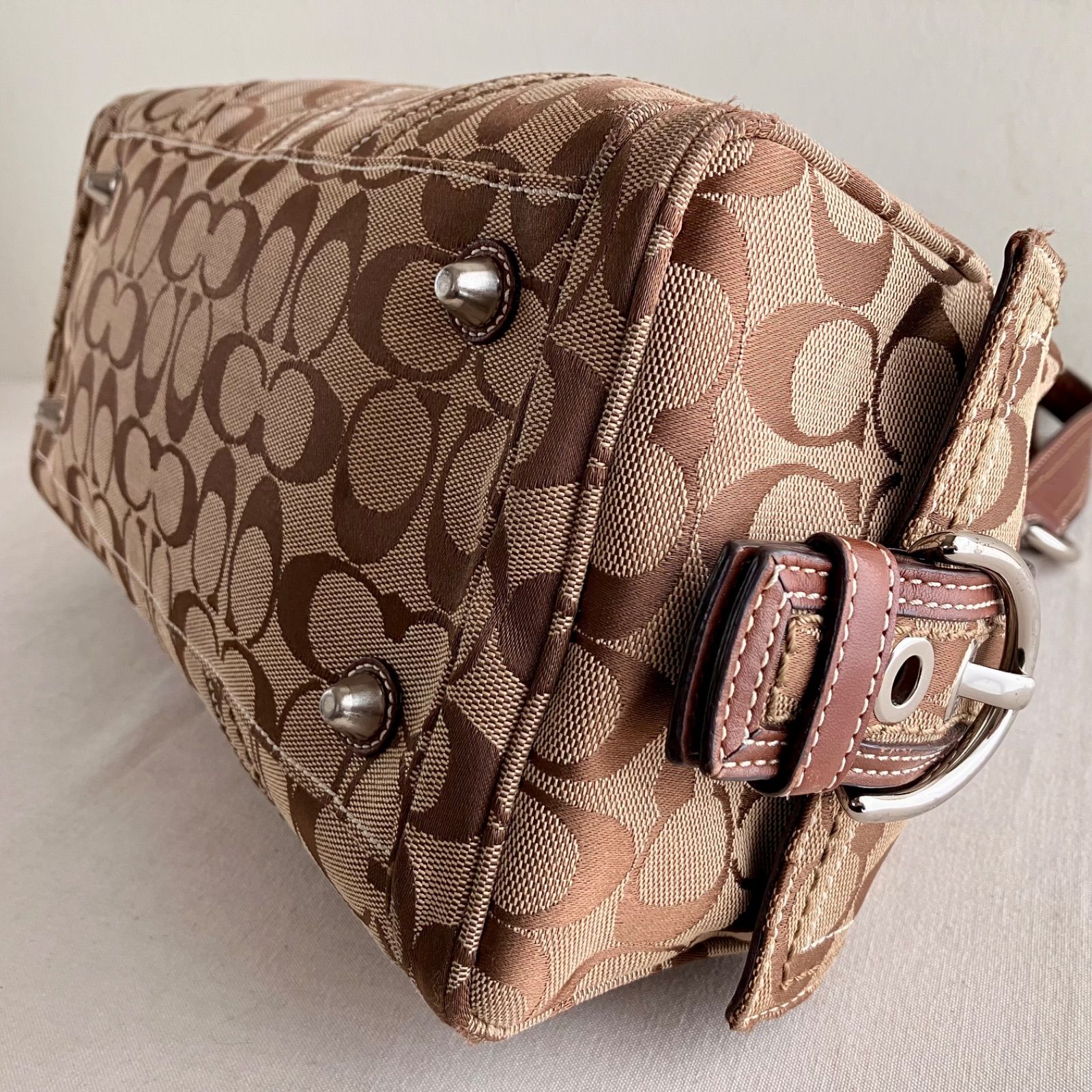 Coach Brown Leather Satchel Handbag Soho Purse w Side Pockets