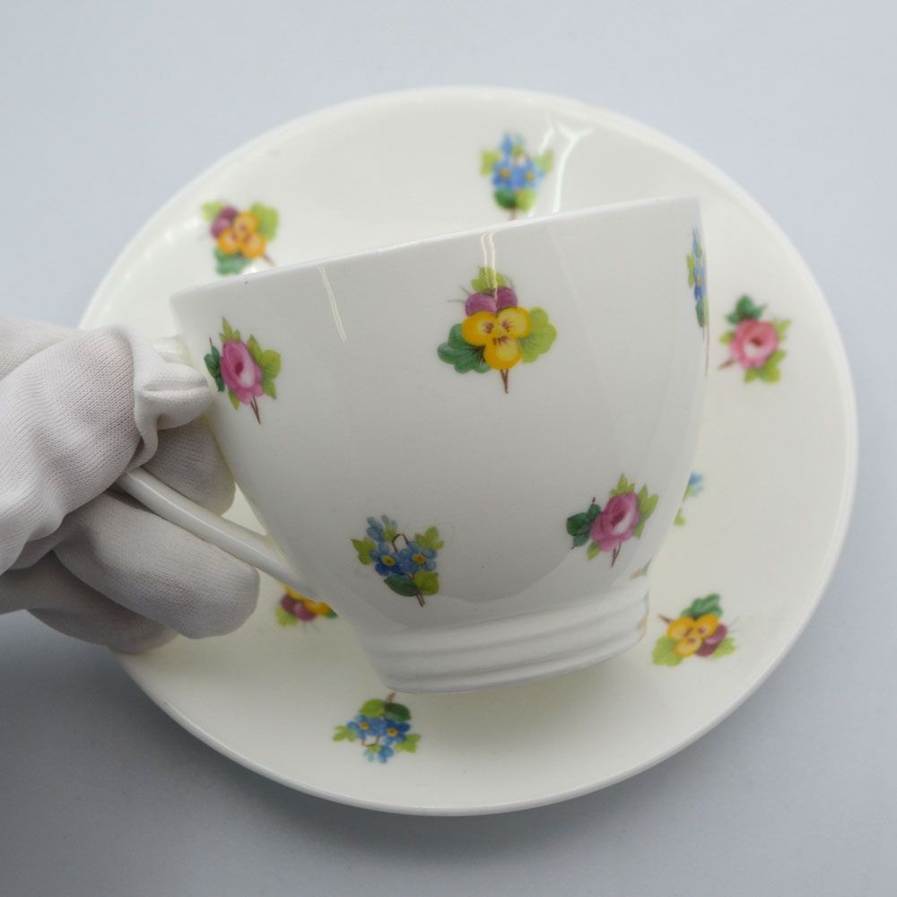 アンティーク トリオ カップ＆ソーサー Minton ミントン 花柄 イギリス