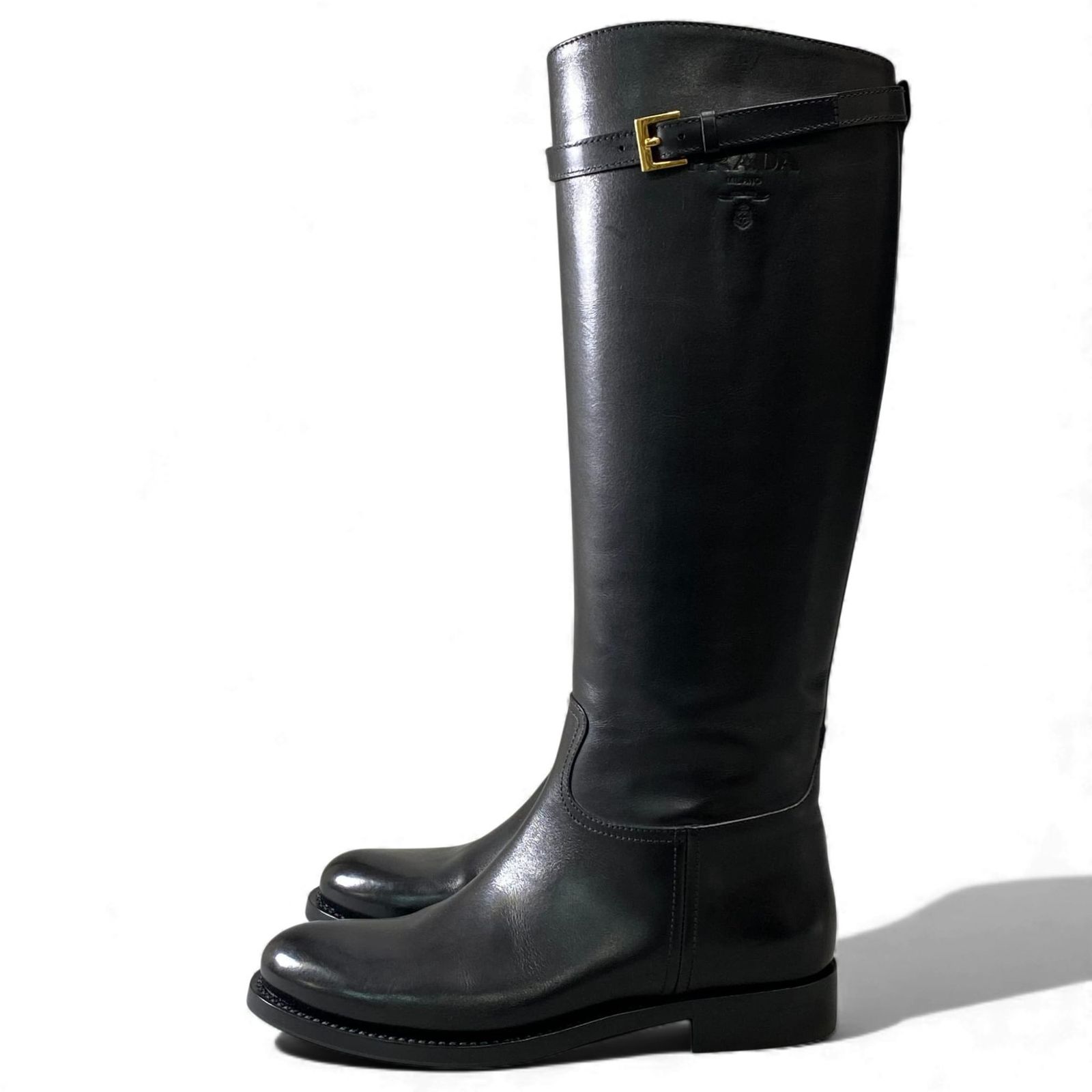 【美品】プラダ　ロングブーツ　サイズ38 1/2　約24㎝　ブラック 楽天市場】PRADA プラダ ロングブーツ 1W233N 070 レディース