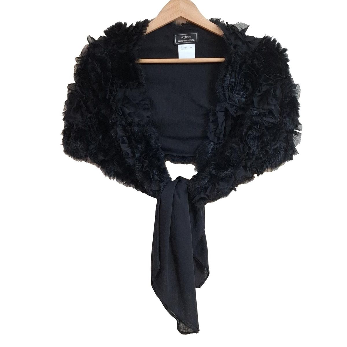  Diagram GRACE ダイアグラム ベアトップ サイズ36 S レディース - 黒 ラビット ラパン チュールレース フリル ショール付き ベアトップ チューブトップ トップス