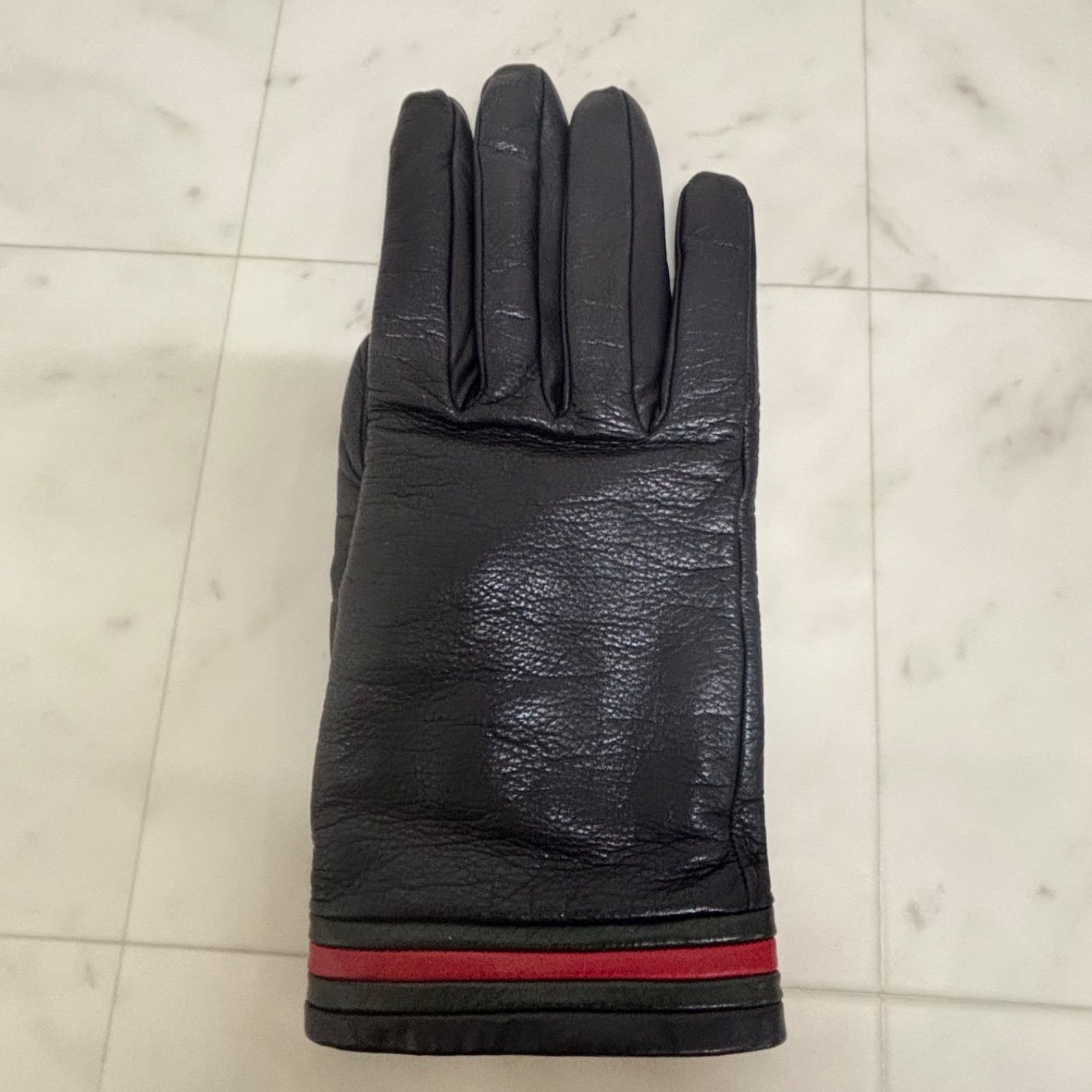▪️GUCCI グッチ レザーグローブ ウェビングライン ラムスキンレザー