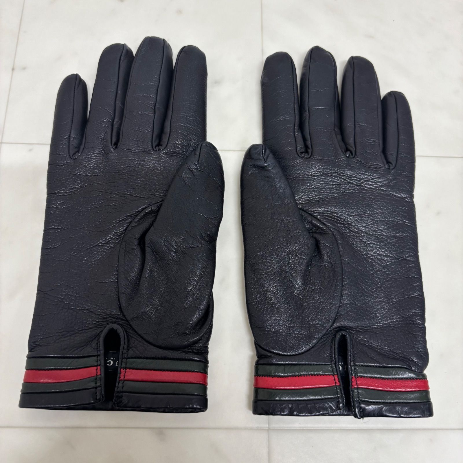 ▪️GUCCI グッチ レザーグローブ ウェビングライン ラムスキンレザー