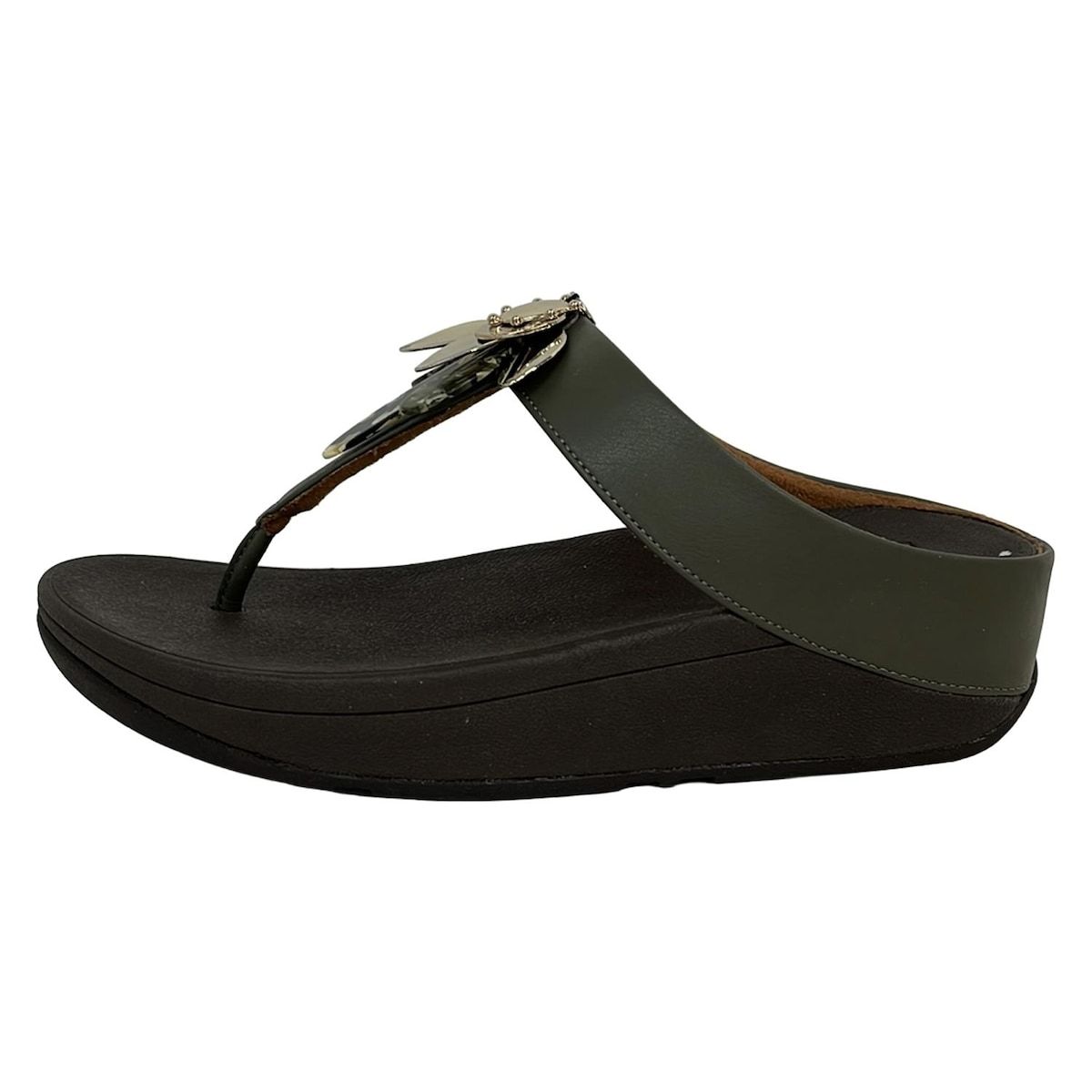 Fitflop フィットフロップ ビーチサンダル 23.3cm レディース - ダークブラウン×カーキ×マルチ レザー