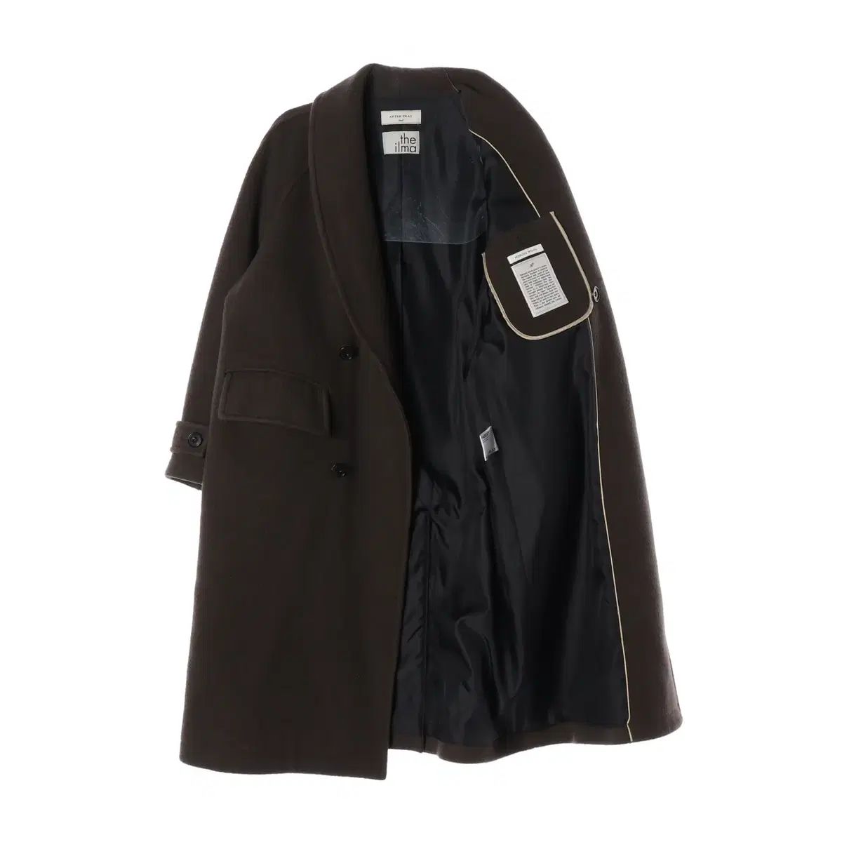アフタープレイ x THE ILMA ウール90% ショールカラー ロング コート ブラウン S