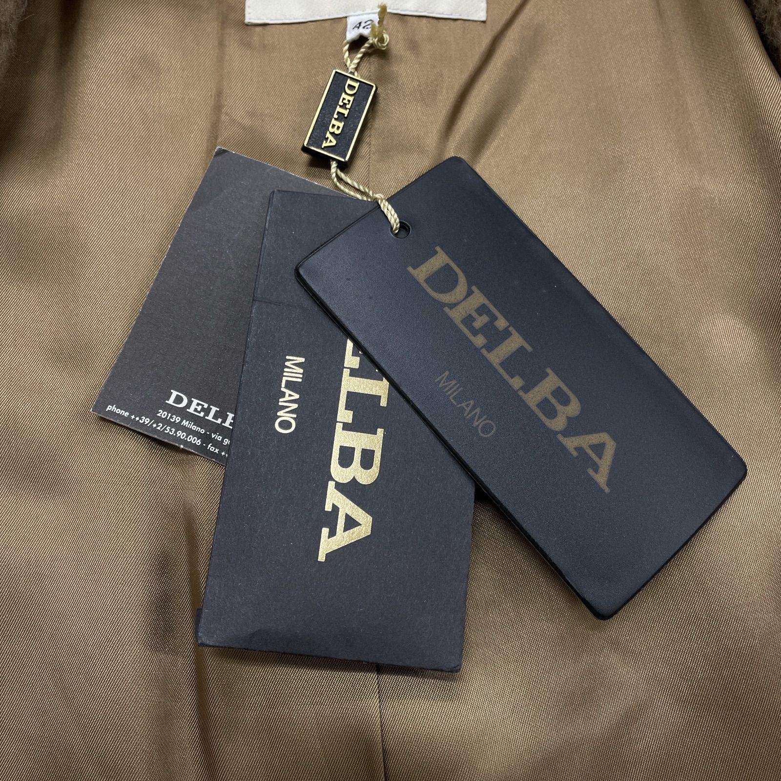 美品】delba イタリア製 アルパカ シルク42 ファーロングコート ベルト