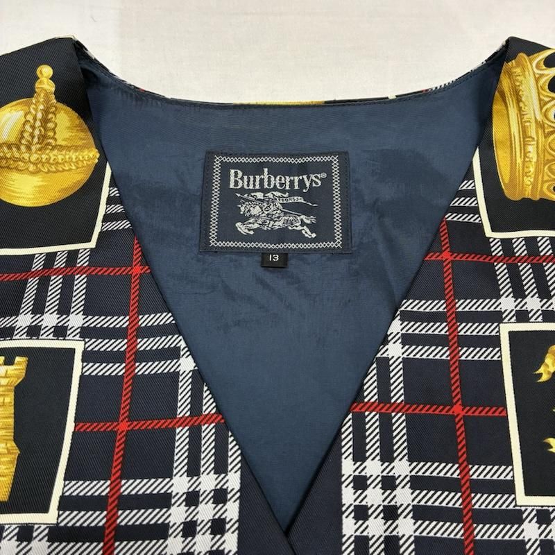 バーバリーズ 90s オールド ノバチェック Bロゴ 金ボタン ベスト