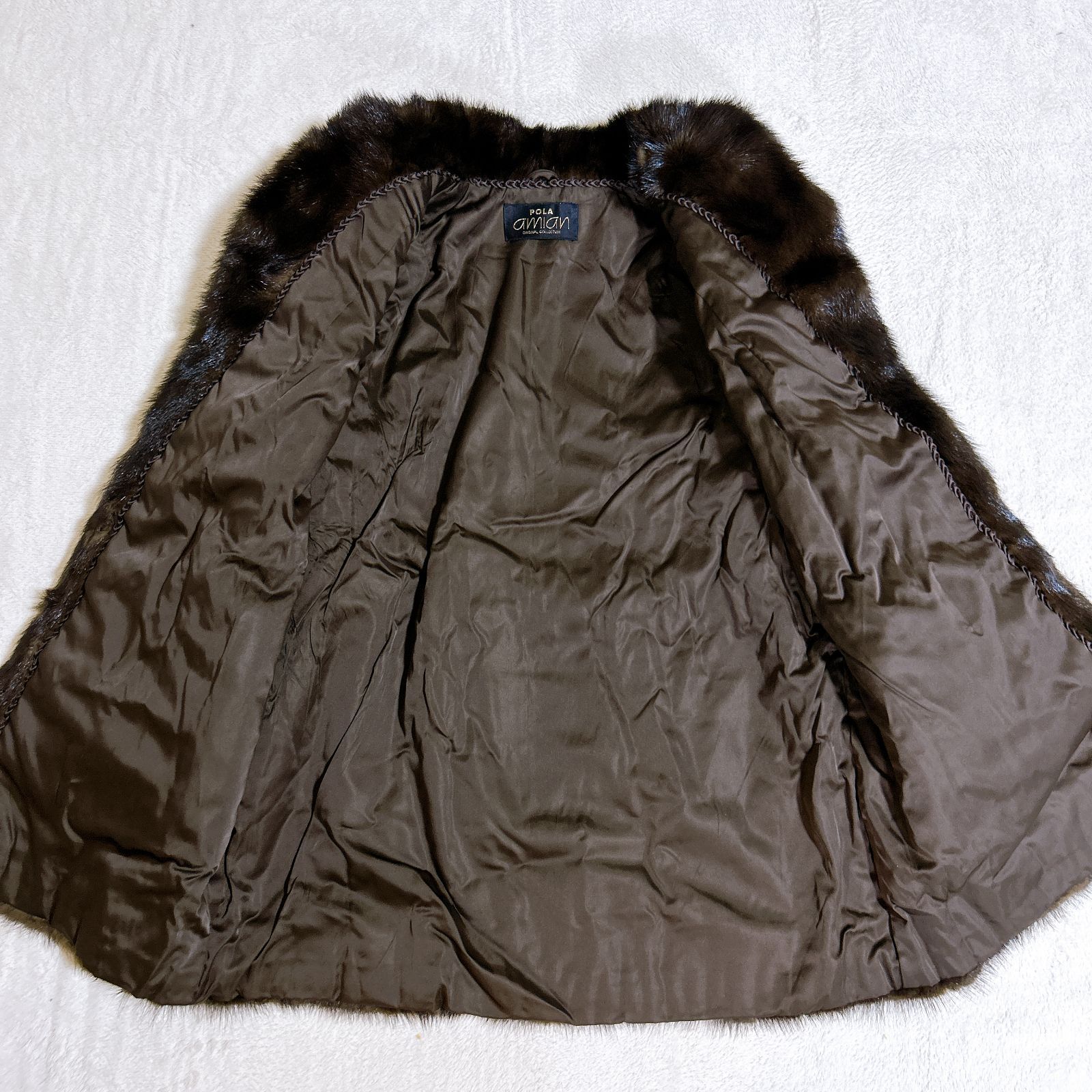 美品 POLA AMIAN 毛皮 ミンク ファー コート サイズS 11号 毛皮 コート POLA amian ミンク サイズ11号 ブラウン系 中古美品 管理