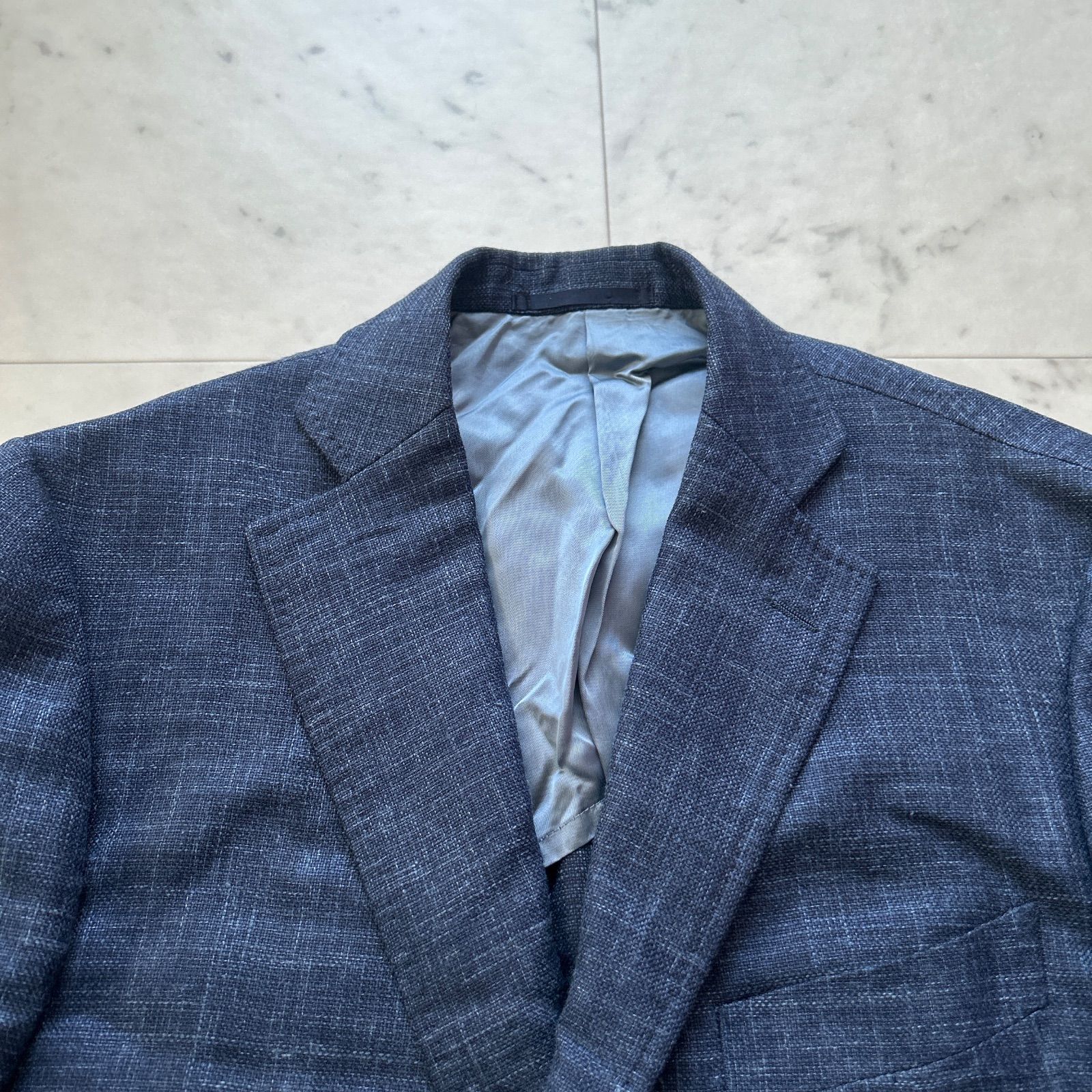 ロロピアーナ ウール×シルク×リネン テーラードジャケット 背抜き