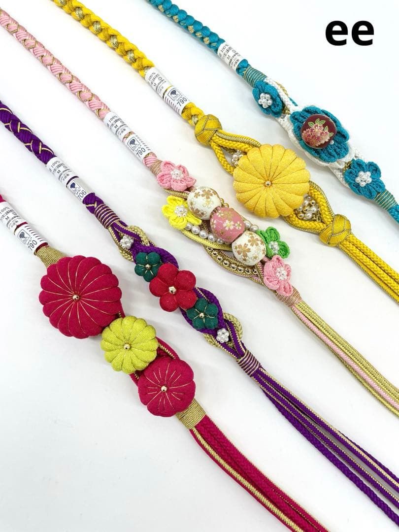 振袖用帯締め 大きめ飾り付き 5本おまとめ 撚り房 ♥ 正絹 ee