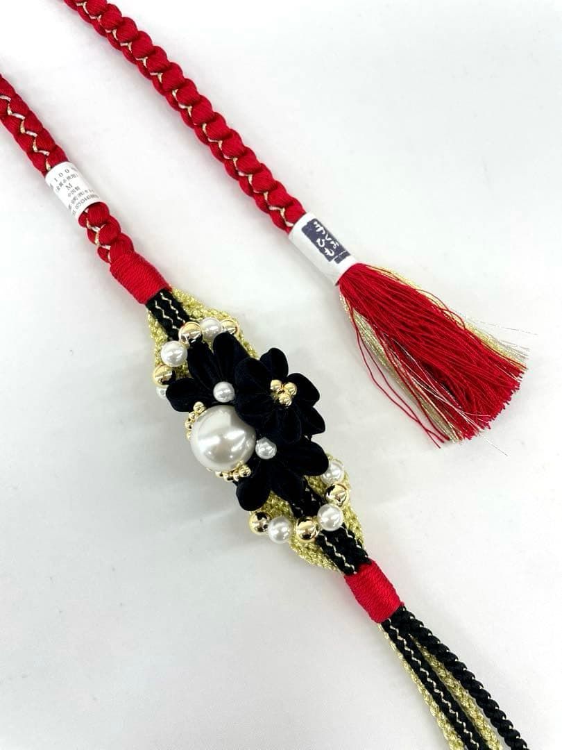 振袖用帯締め 飾り付き 6本おまとめ つまみ細工 正絹 cc