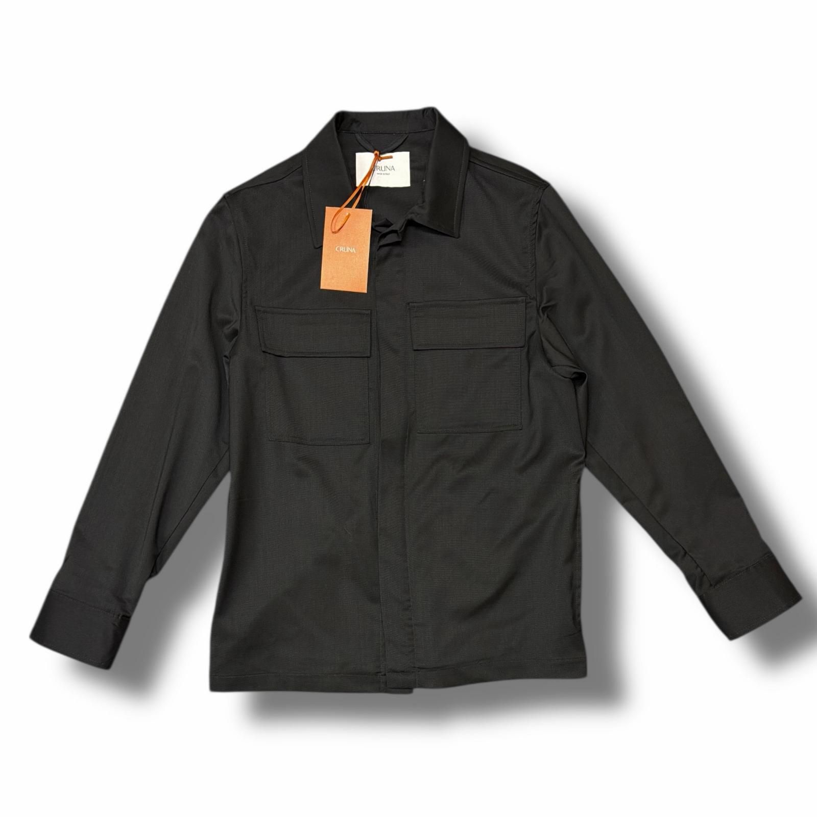 参考上代81400円 CRUNA BRUGES ブルージュ ミリタリーシャツジャケット クルーナ ブラック 42 3935 M