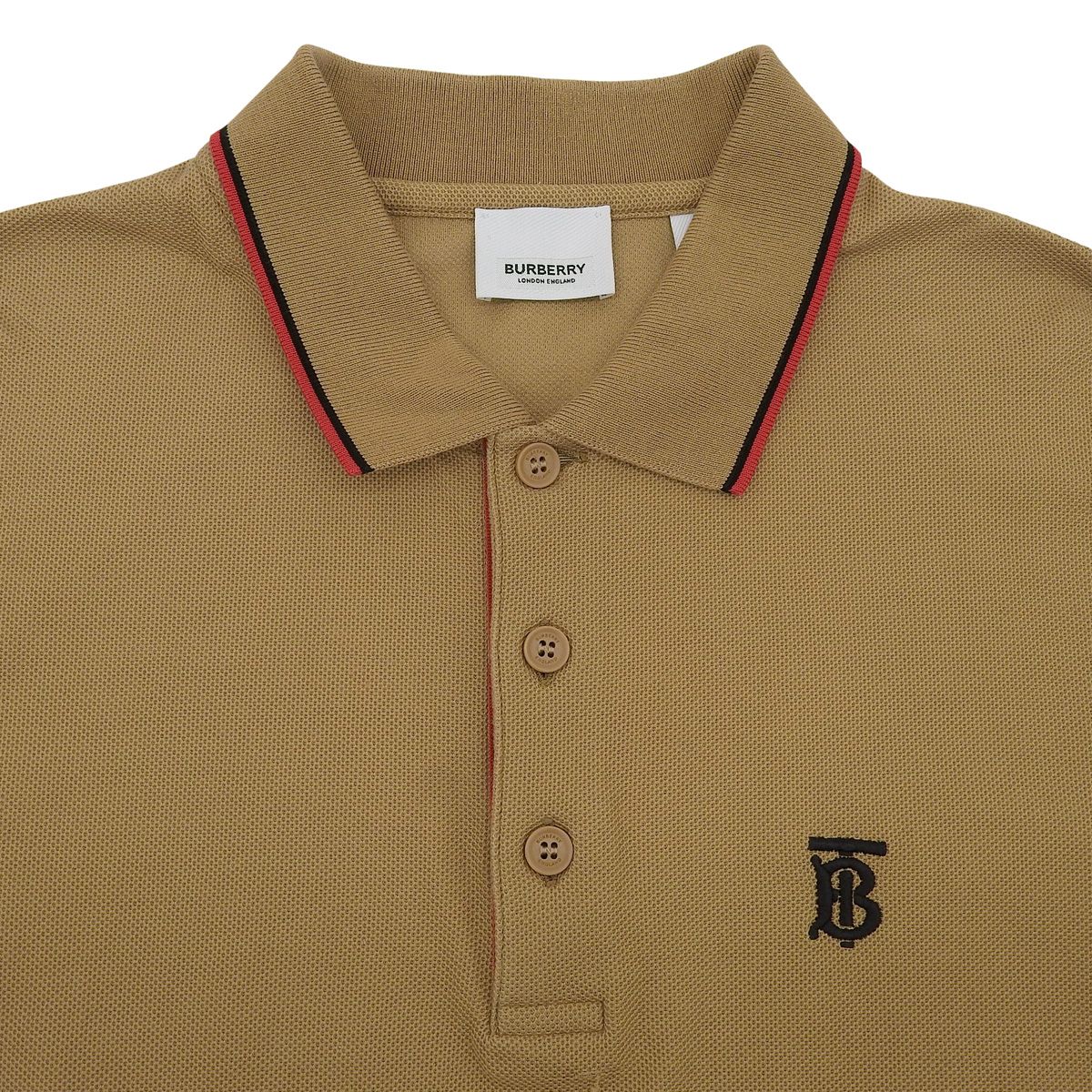 BURBERRY(バーバリー) ロゴ ポロシャツ ポロシャツ アパレル ファッション 半袖 刺繍  S コットン ベージュ ブラック黒 レッド 赤 メンズ 40802161356【中古】【アラモード】 BURBERRY(バーバリー) ロゴ ポロシャツ ポロシャツ アパレル