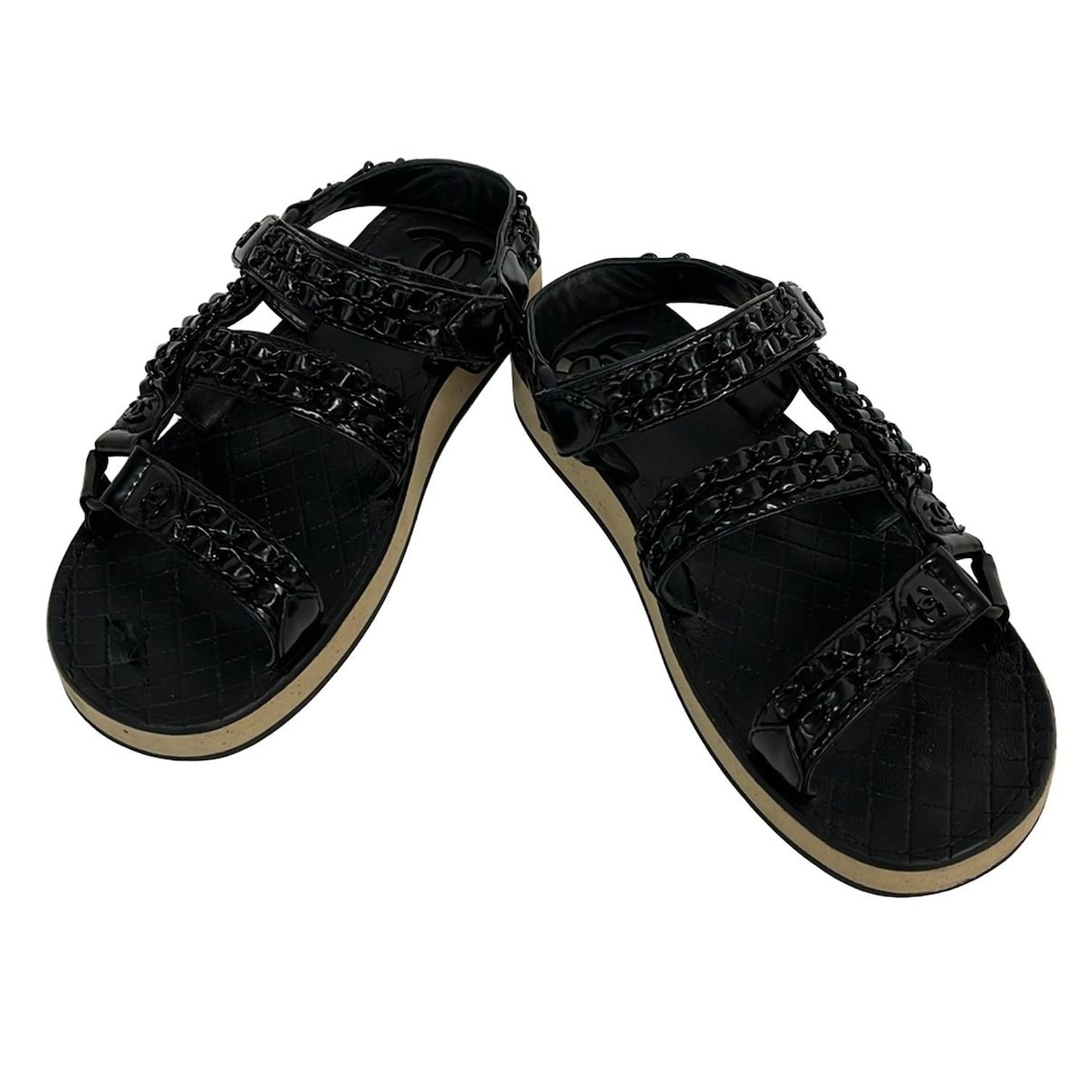 CHANEL(シャネル) サンダル 37 C レディース - G33800 黒 ココマーク