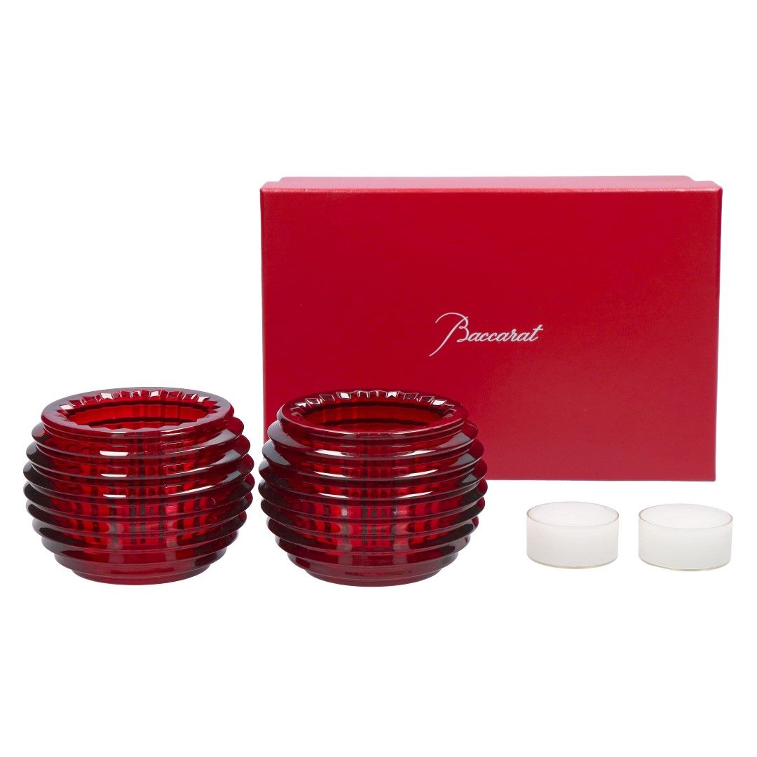 バカラ キャンドルホルダー レッド セット クリスタル キャンドルグラス インテリア ペア アイ 2810639 お取り寄せ
