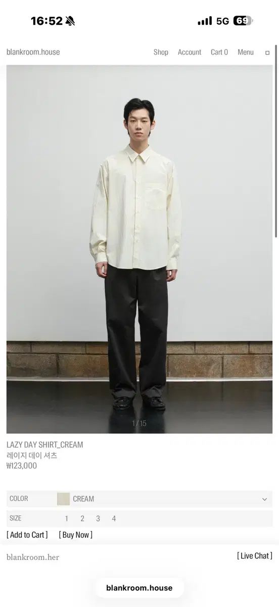 BLANK ROOM レイ イージー デイ シャツ クリーム 2