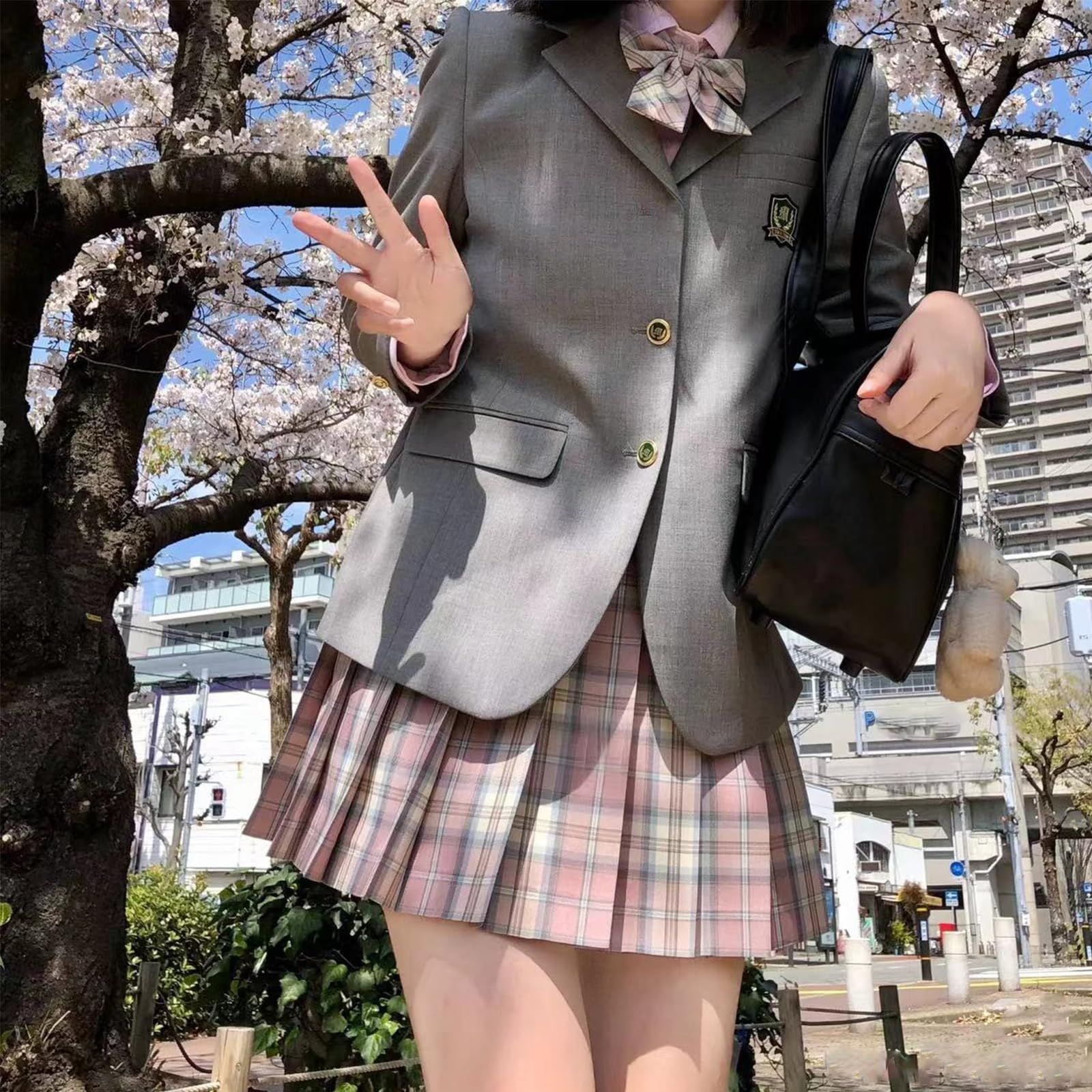 商品 卒業式 入学式 スカート セット お遊戯会 女子制服 高校生 ジャケット grey スーツ 5点セット S 女子学生服 QOOLY