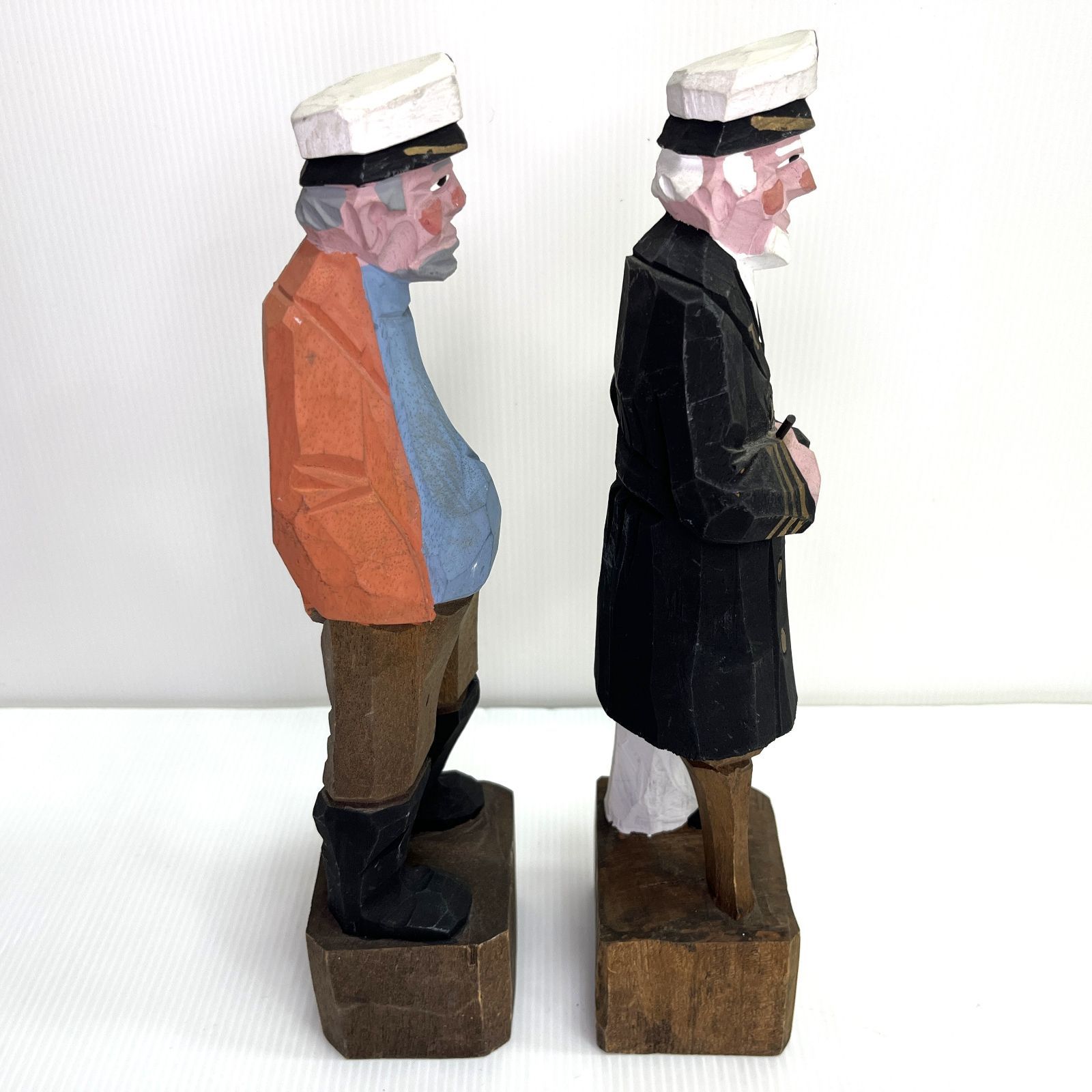 中古品】木彫り マドロス人形 船長 2点まとめ アンティーク 置物 GM