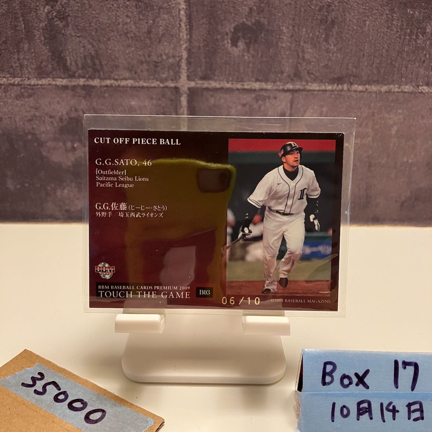 2009 BBM PREMIUM TOUCH THE GAME G.G.佐藤 じーじーさとう 06/10 直筆