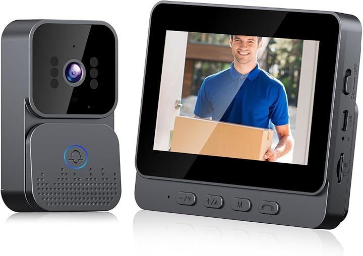 FUSSOP インターホン テレビドアホン 工事不要 スマートビデオドアベル Wi-Fi不要 双方向通話 128メモリカード付属 2.4 GHz 無線伝送 500 万画素HDカメラ付きインターホン ブラック