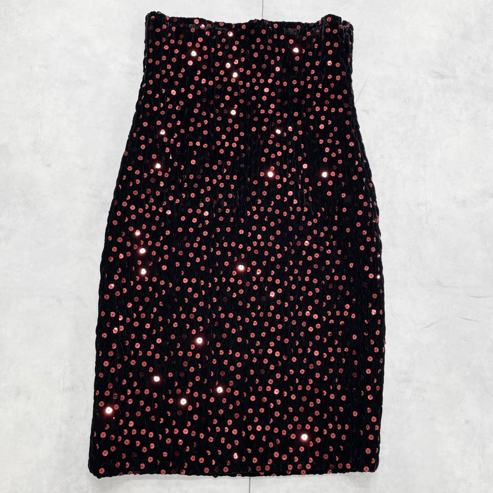 Christian Dior クリスチャンディオール タイトスカート ベルベット ベロア スパンコール レーヨン ブラック レディース M