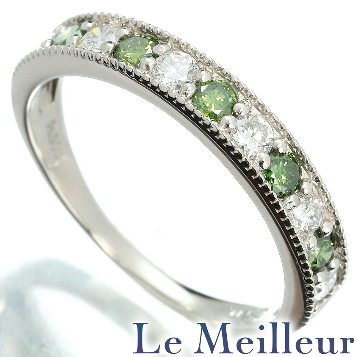 新品仕上済】 ダイヤモンド 0.5ct プラチナ Pt900 グリーン＆クリア 
