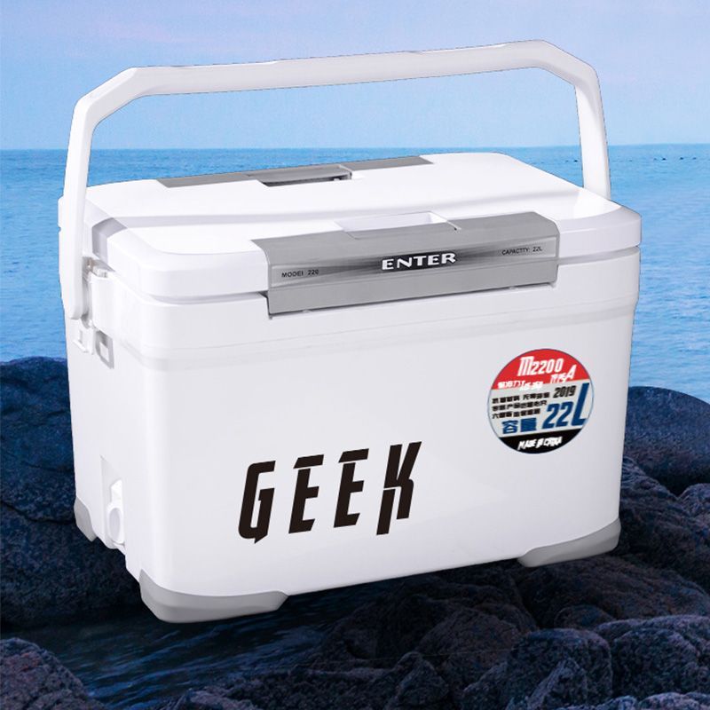 釣り用クーラーボックス 容量22 L 座れる頑丈マッスルボディ 防水 断熱材保温保冷 ハンドル|水栓|肩ベルト付き 保冷力48 h ホワイト-グリーン