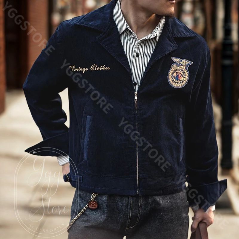 FFA コーデュロイ ジャケット 紺 ネイビー XL メンズ アメカジ 男性用