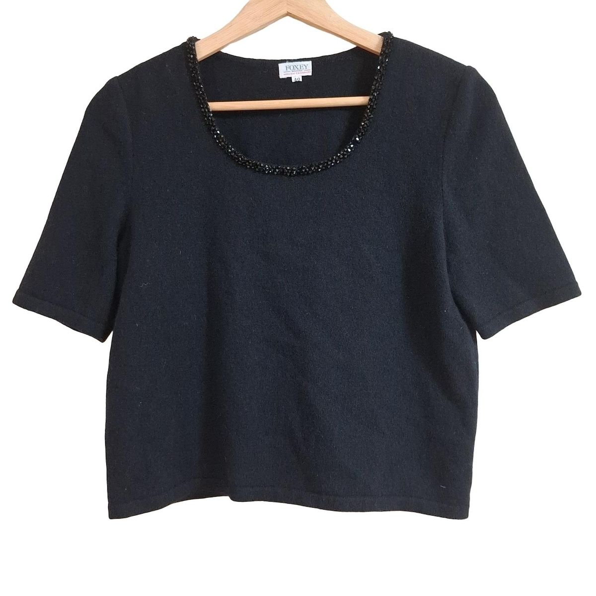 FOXEY(フォクシー) 半袖セーター サイズ40 M レディース - 黒 クルー