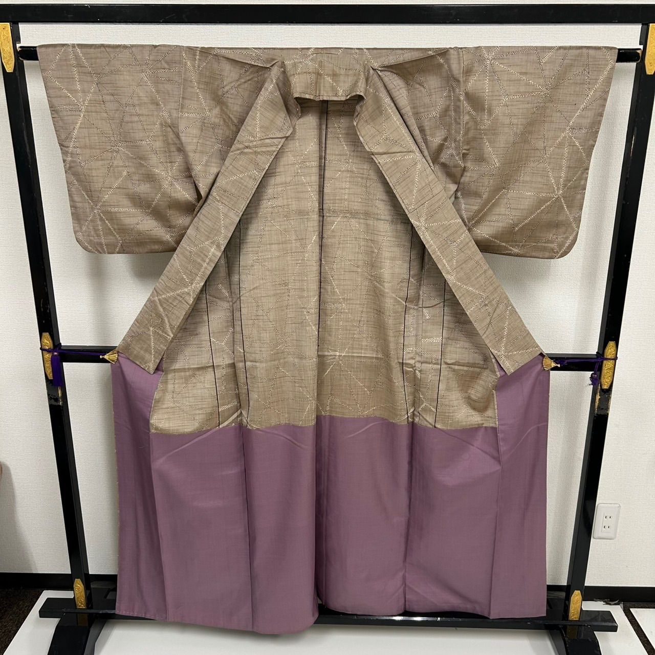 単衣 紬 幾何学模様 素敵な絣柄 正絹 着物 MK-2176 - メルカリ