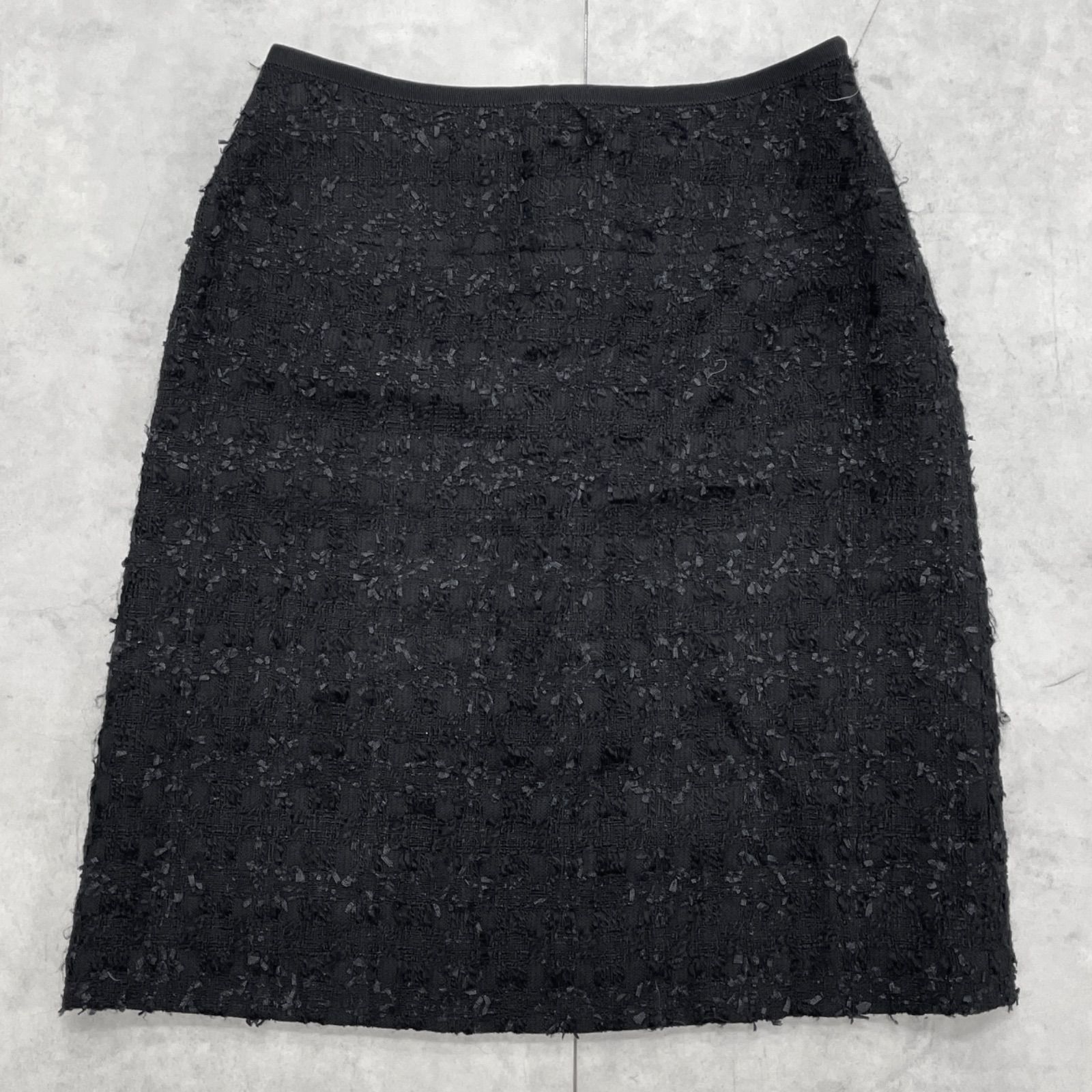 ANAYI アナイ ミックスヤーンツイードミニスカート ウール コットン ブラック レディース 36