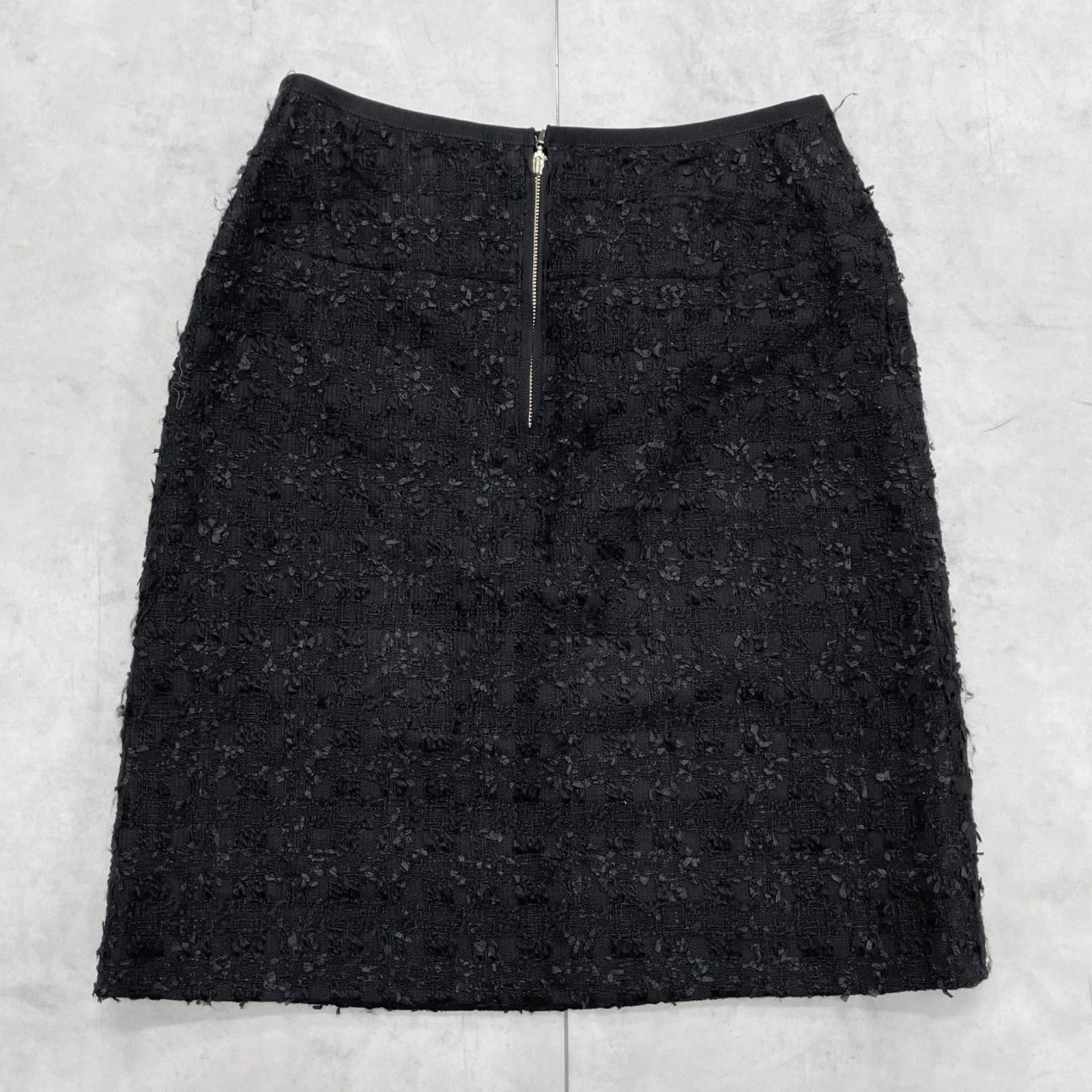 ANAYI アナイ ミックスヤーンツイードミニスカート ウール コットン ブラック レディース 36