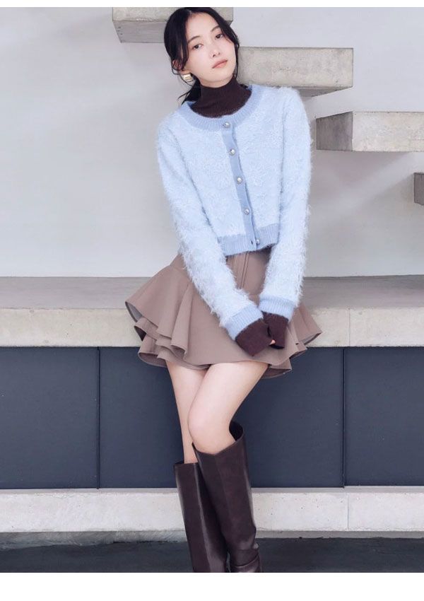 ストラクチャーレースニットカーディガン 刺繍