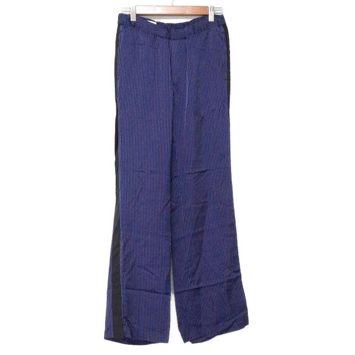 DRIES VAN NOTEN ドリスヴァンノッテン パンツ サイズ46 XL レディース ネイビー 白 黒 フルレングス ウエストゴム