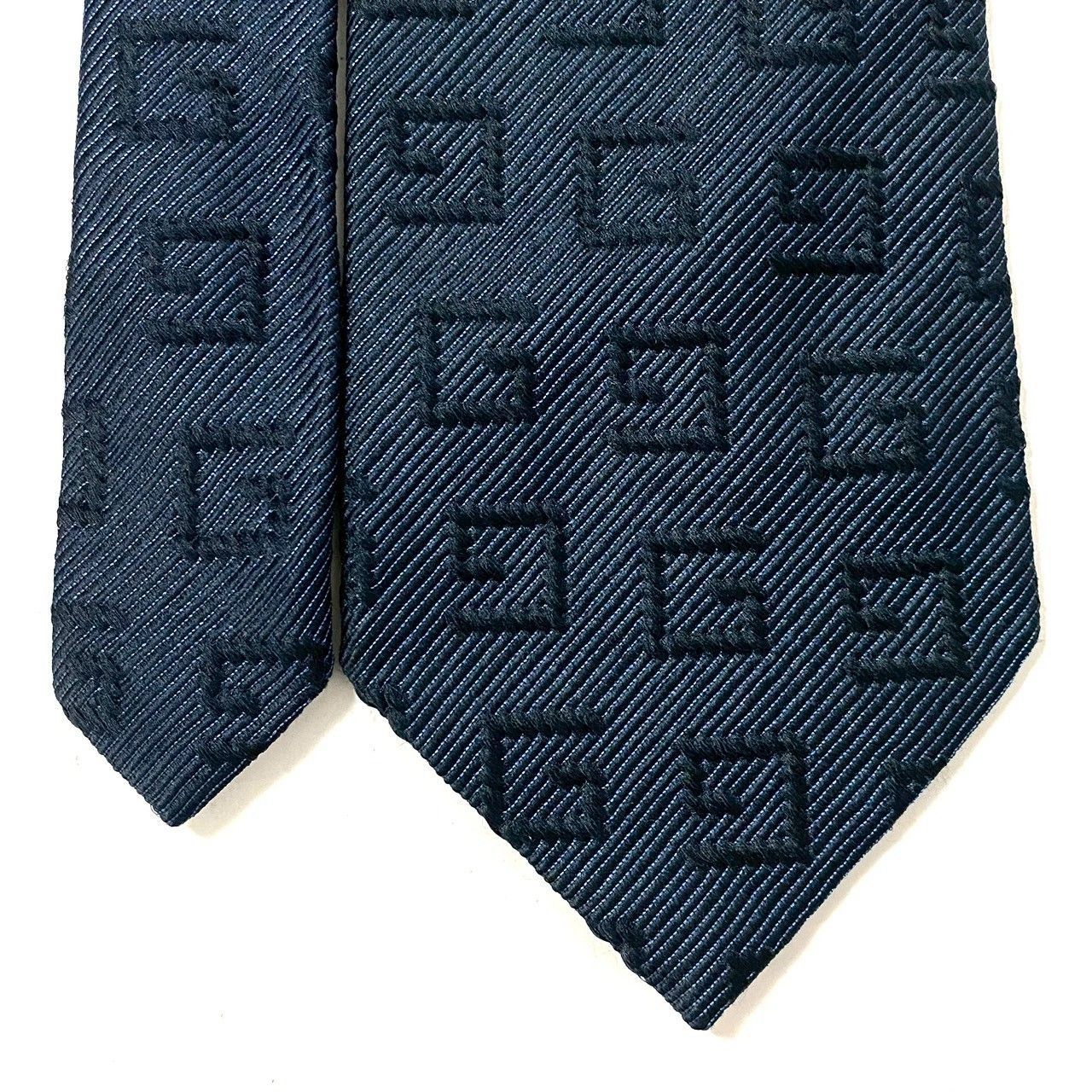 GUCCI】ネクタイ SILK/シルク 100% Gロゴ ネイビー 総柄 オールド