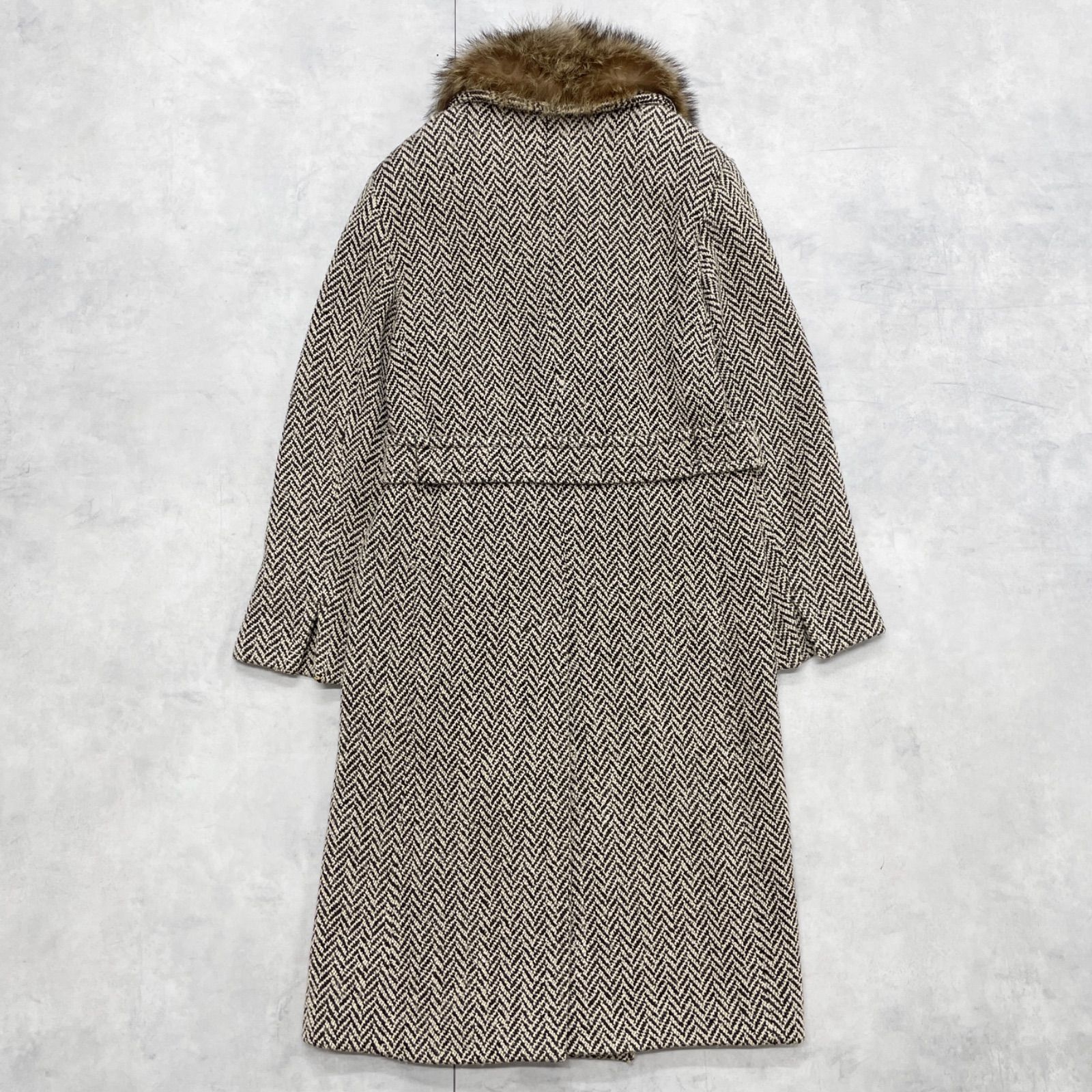 レディース MARELLA マレーラ ロングコート ヘリンボーン ツイード 