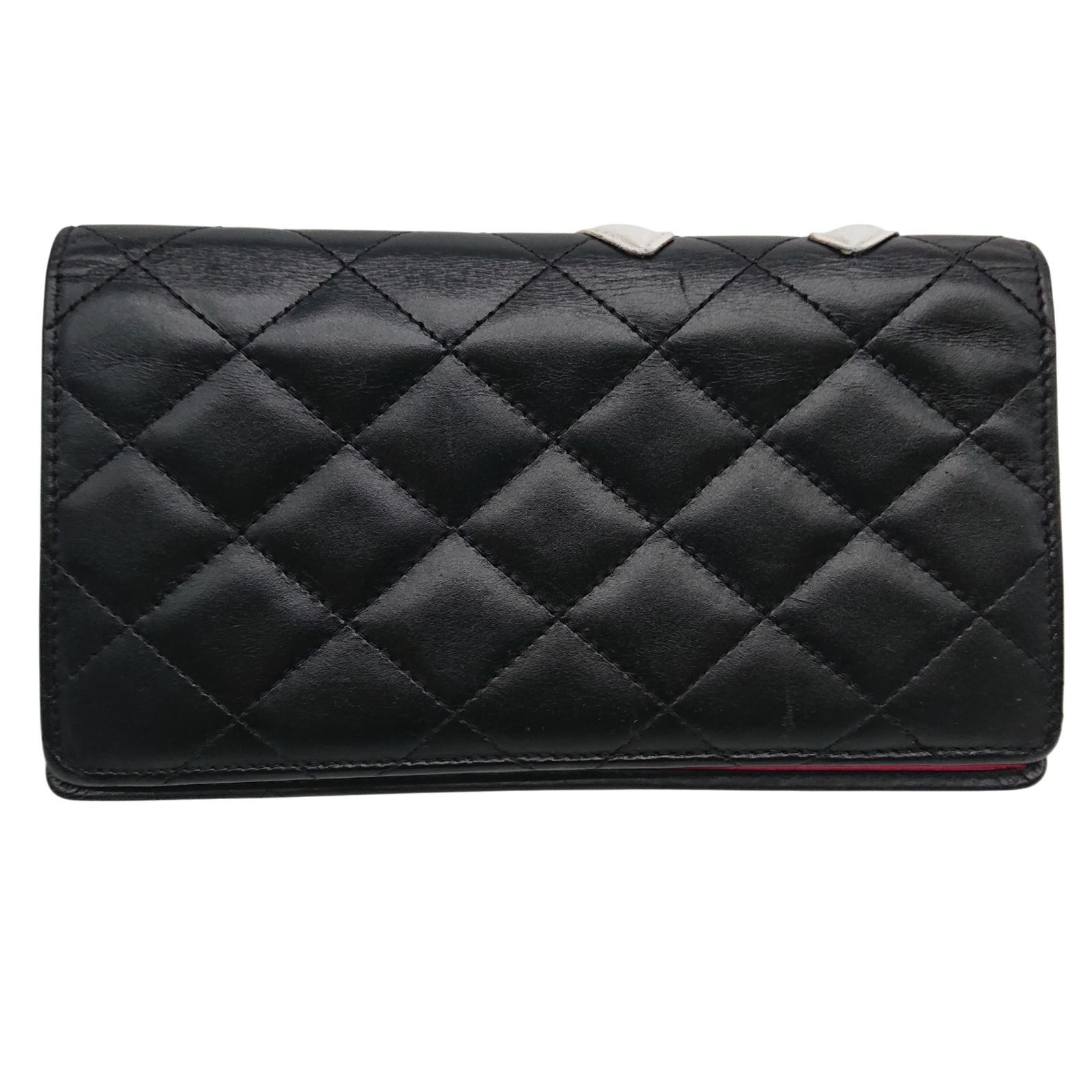 CHANEL カンボンライン ココマーク 長財布 ブラック 美品】CHANEL カンボンライン ココマーク 長財布 ブラック／ホワイト