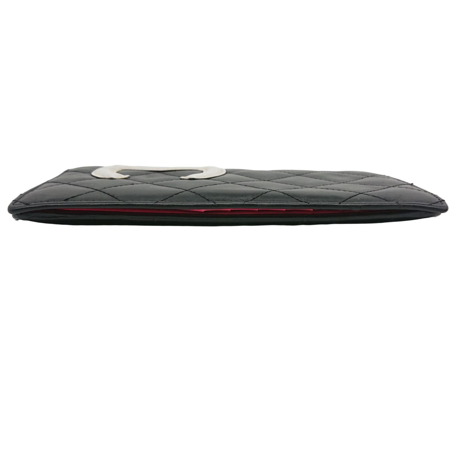 美品】CHANEL カンボンライン ココマーク 長財布 ブラック／ホワイト