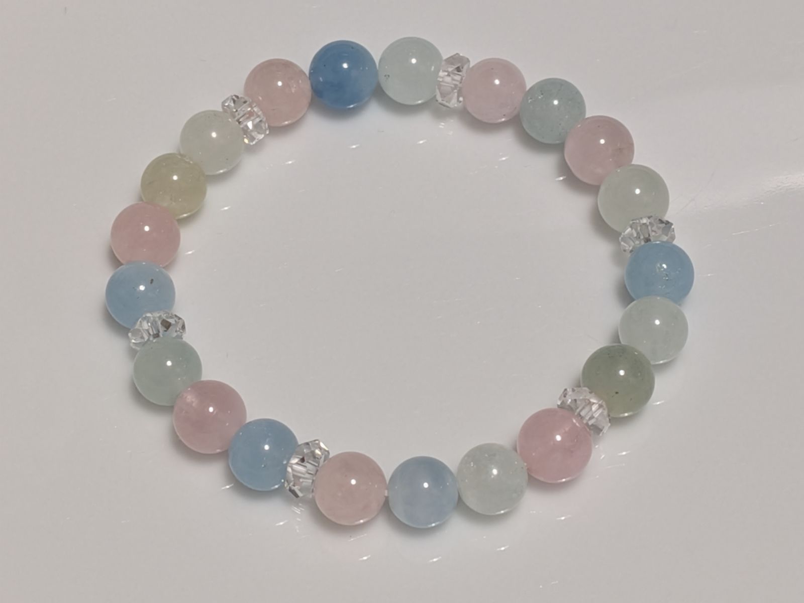 パワーストーン ブレスレット 天然石 アクアマリンモルガナイト他 14〜15 cm No.515