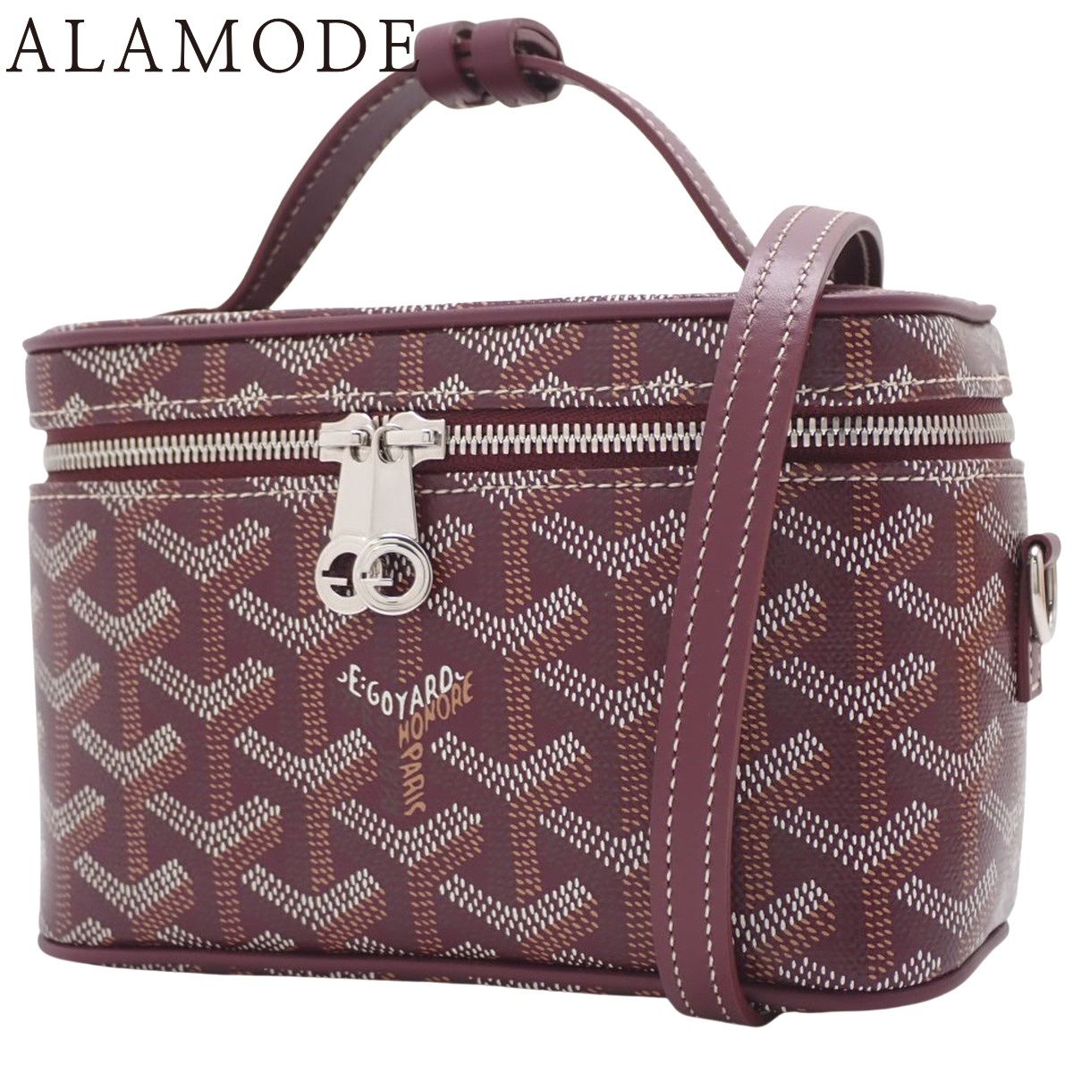 GOYARD(ゴヤール) ミューズミニ ヴァニティ ハンドバッグ 2WAY ショルダー 肩掛け 斜め掛け バニティ ポーチ PVCコーティングキャンバス ゴヤールディンキャンバス ボルドー レッド赤 シルバー金具 レディース 40802160141【中古】【アラモード】 GOYARD(ゴヤール) ミューズミニ ヴァニティ ハンドバッグ 2WAY