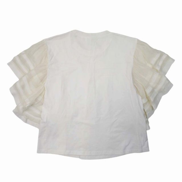 【中古】17ss クロエ CHLOE WHITE WARDROBE 楊柳 シフォンスリーブ Tシャツ ラッフル フリル プルオーバー 17ss クロエ CHLOE WHITE WARDROBE 楊柳 シフォンスリーブ Tシャツ