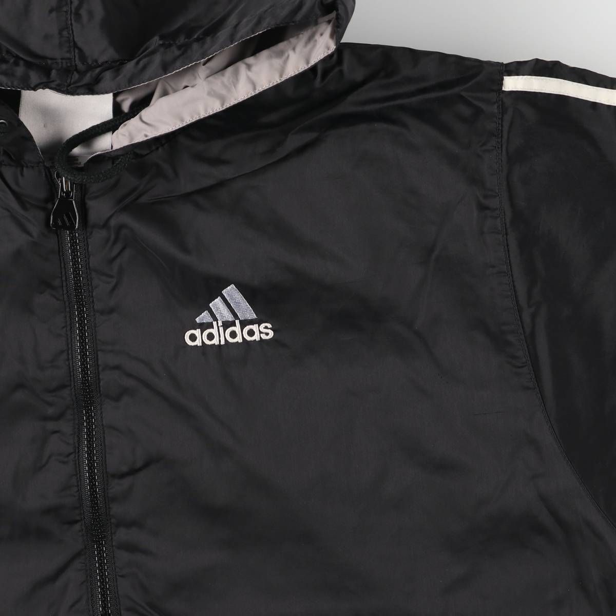 古着 90~00年代 アディダス adidas ハーフジップ フード付き バック 